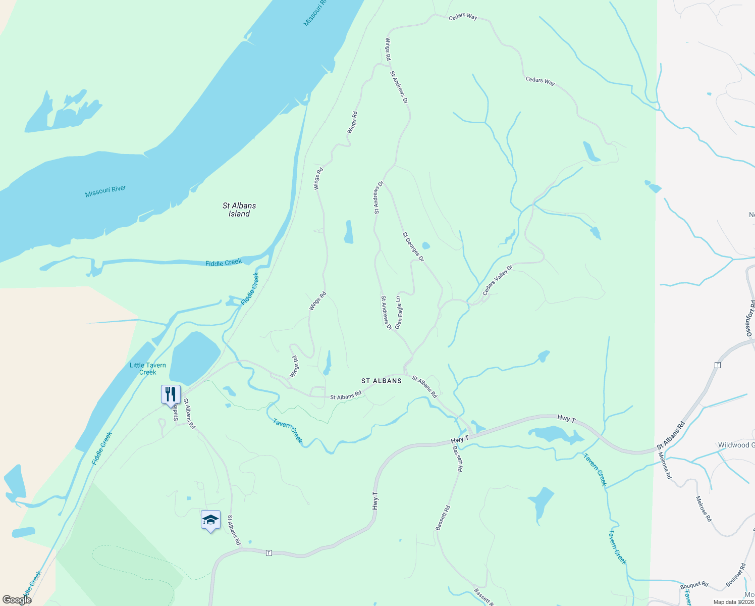 map of restaurants, bars, coffee shops, grocery stores, and more near 236 Saint Andrews Drive in Franklin County
