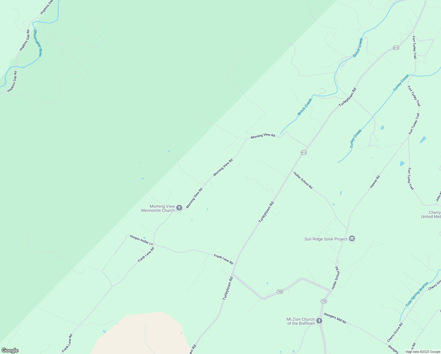 map of restaurants, bars, coffee shops, grocery stores, and more near 10630 Morning View Road in Singers Glen