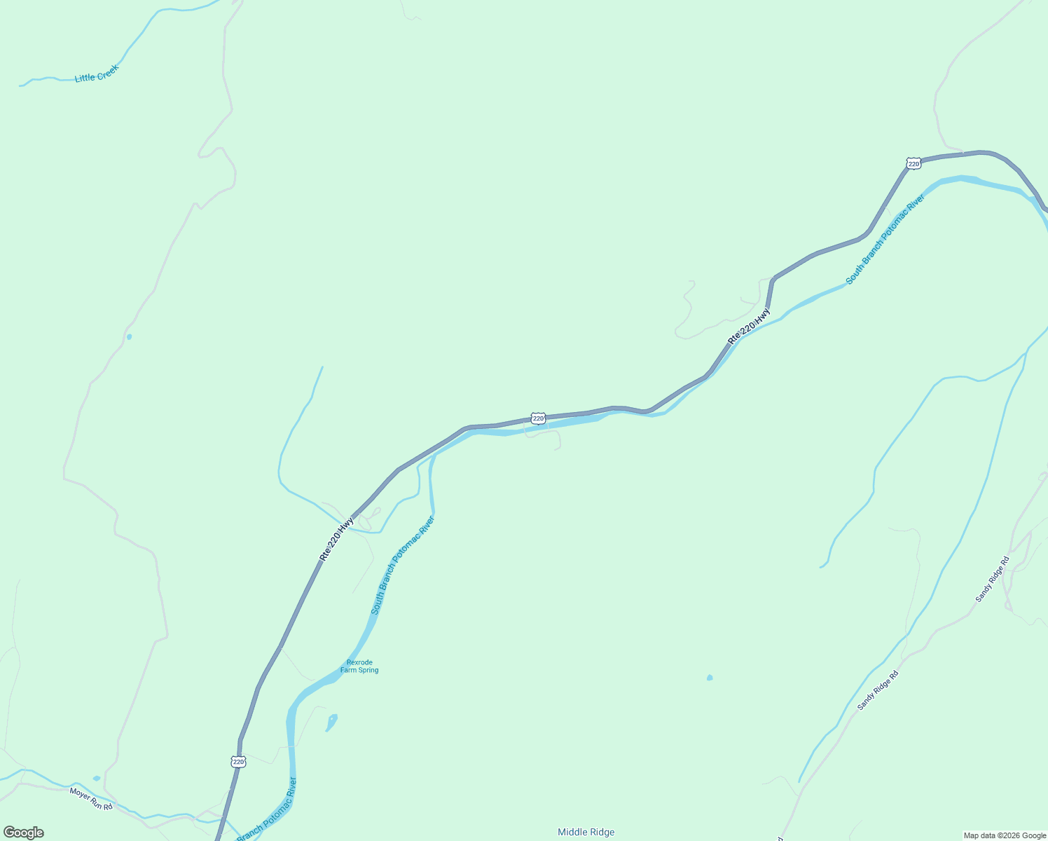 map of restaurants, bars, coffee shops, grocery stores, and more near US Highway 220 in Franklin