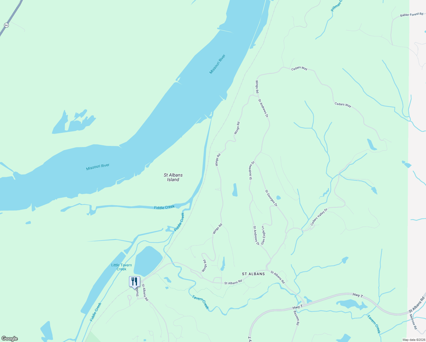 map of restaurants, bars, coffee shops, grocery stores, and more near 1133 Wings Road in Pacific