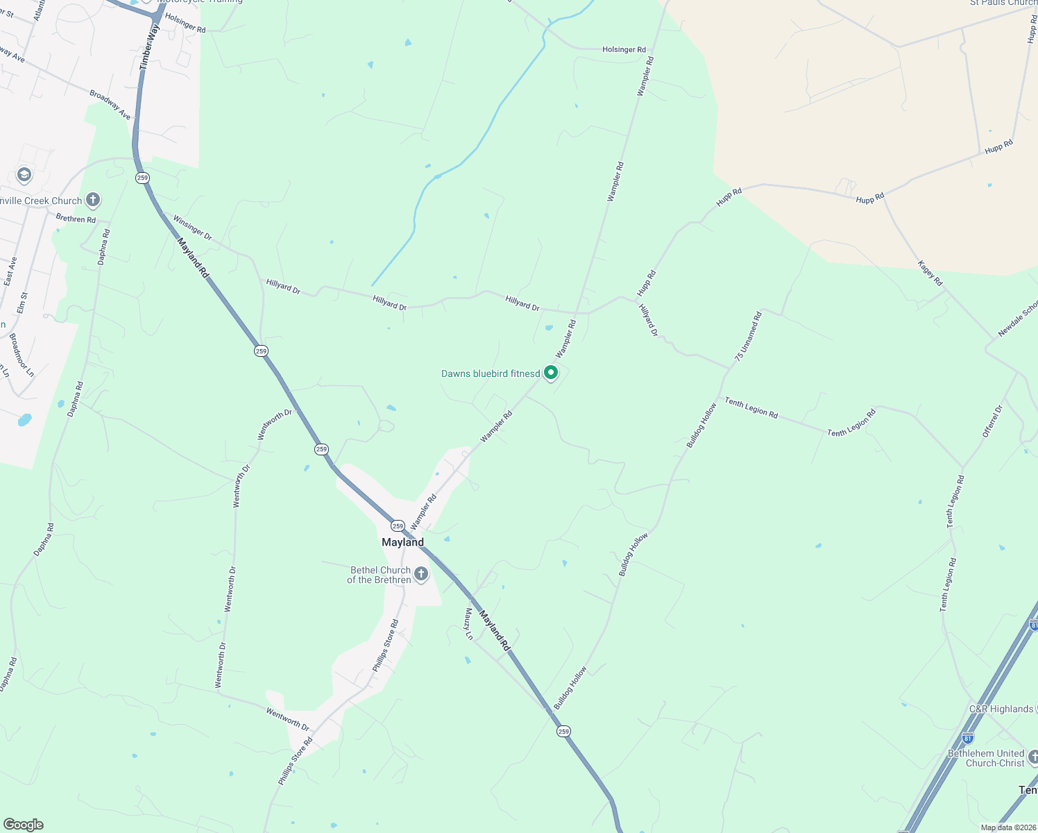 map of restaurants, bars, coffee shops, grocery stores, and more near 12066 Wampler Road in Broadway