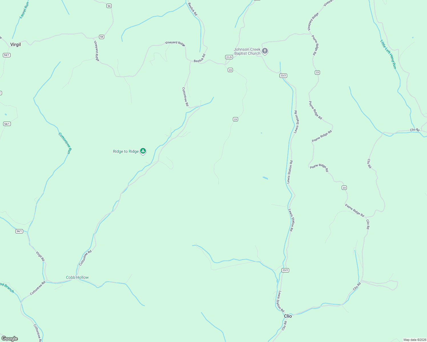 map of restaurants, bars, coffee shops, grocery stores, and more near County Route 23 in Clendenin
