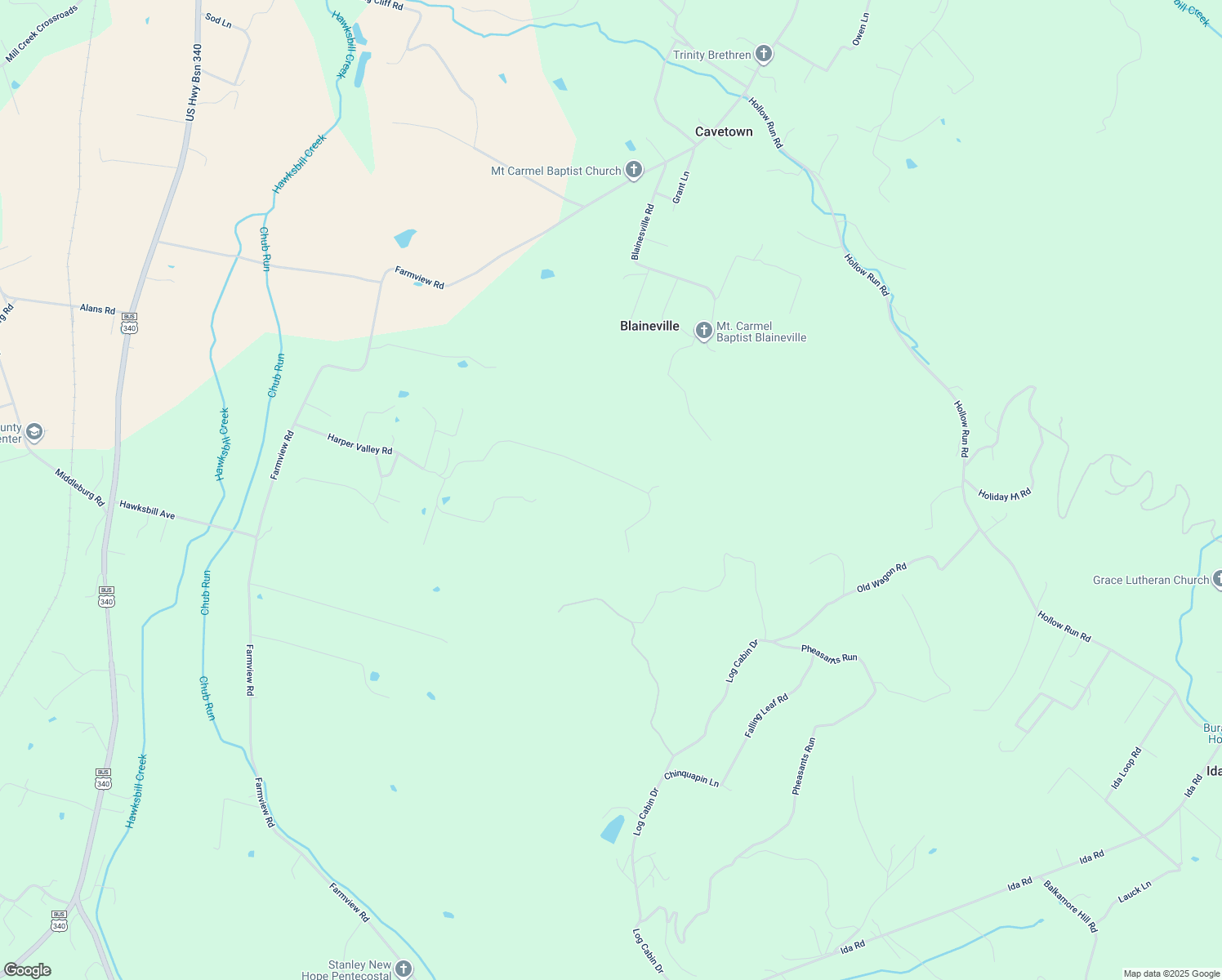 map of restaurants, bars, coffee shops, grocery stores, and more near 1032 Harper Valley Road in Luray