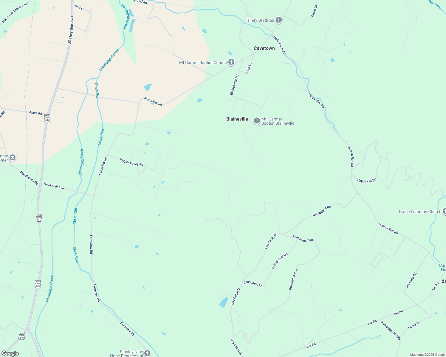 map of restaurants, bars, coffee shops, grocery stores, and more near 1032 Harper Valley Road in Luray