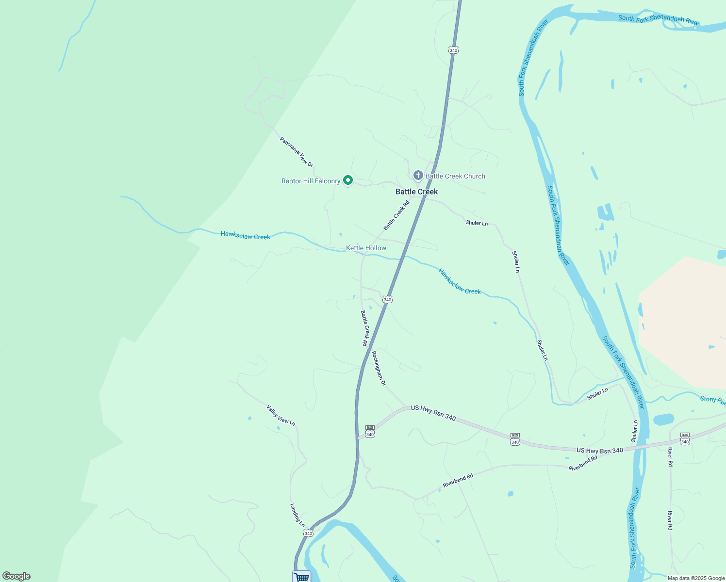 map of restaurants, bars, coffee shops, grocery stores, and more near 857 Battle Creek Road in Stanley