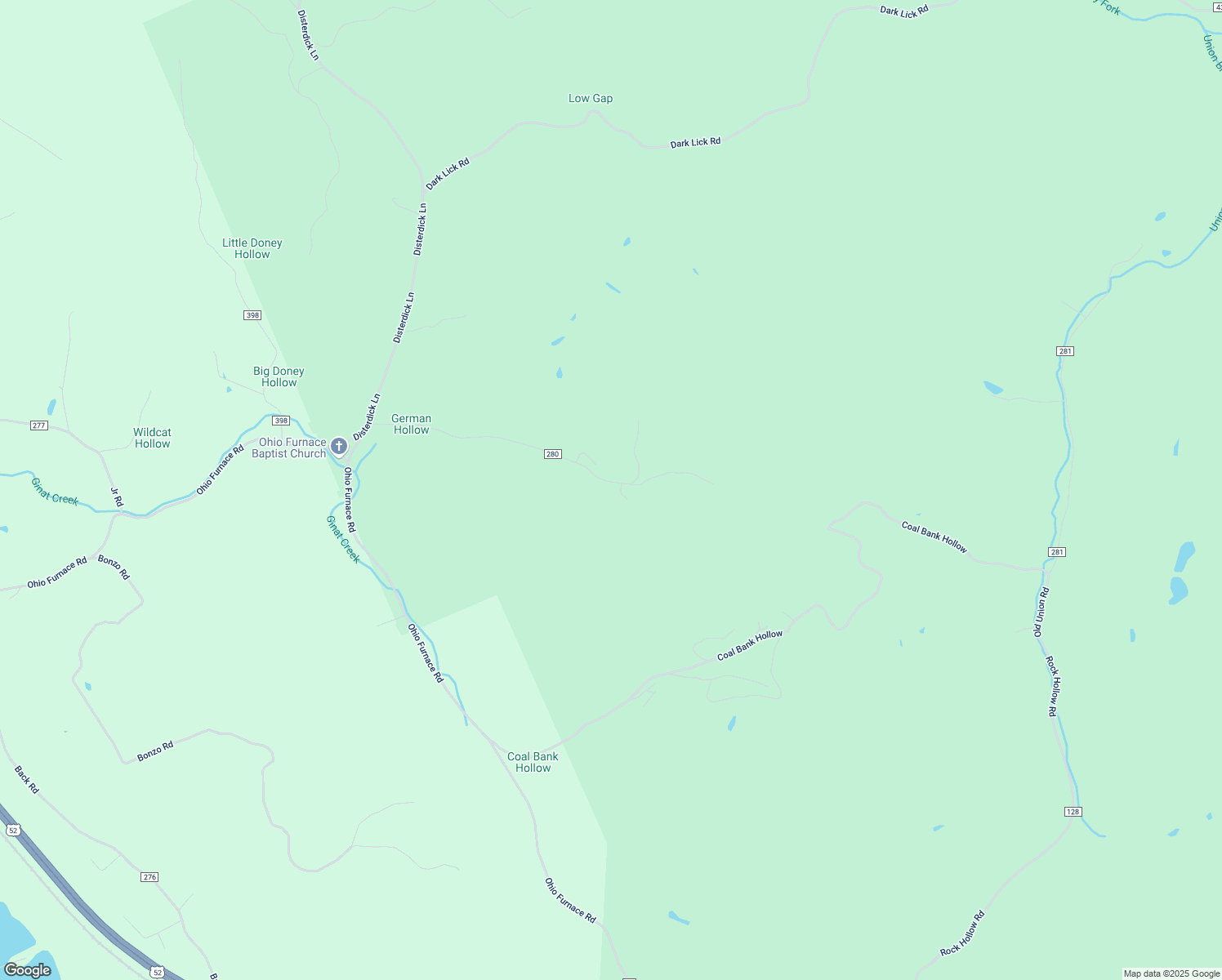 map of restaurants, bars, coffee shops, grocery stores, and more near 718 German Hollow in Franklin Furnace