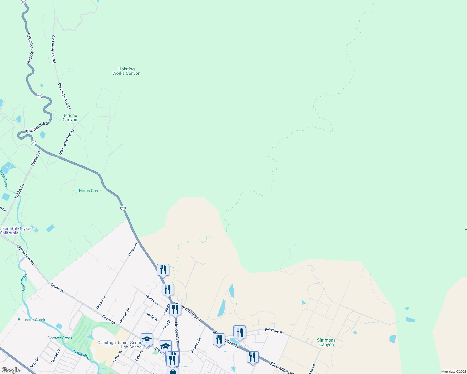 map of restaurants, bars, coffee shops, grocery stores, and more near in Calistoga