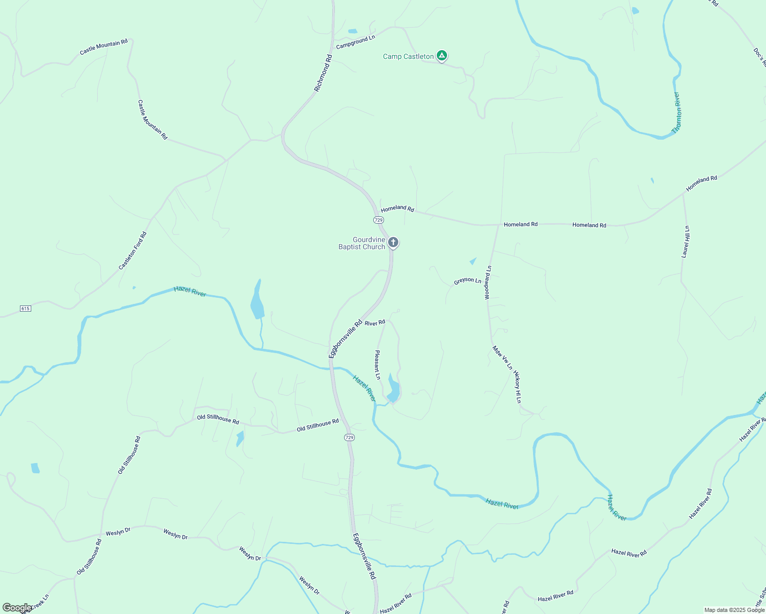 map of restaurants, bars, coffee shops, grocery stores, and more near 7231 Eggbornsville Road in Rixeyville