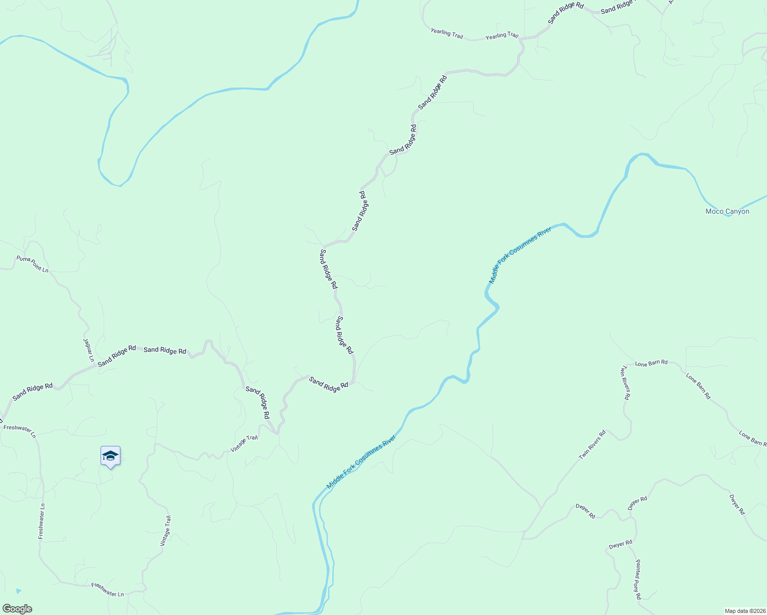map of restaurants, bars, coffee shops, grocery stores, and more near 2298 Sand Ridge Road in Placerville