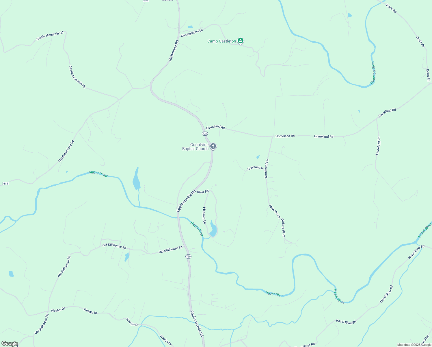 map of restaurants, bars, coffee shops, grocery stores, and more near 7191 Eggbornsville Road in Rixeyville