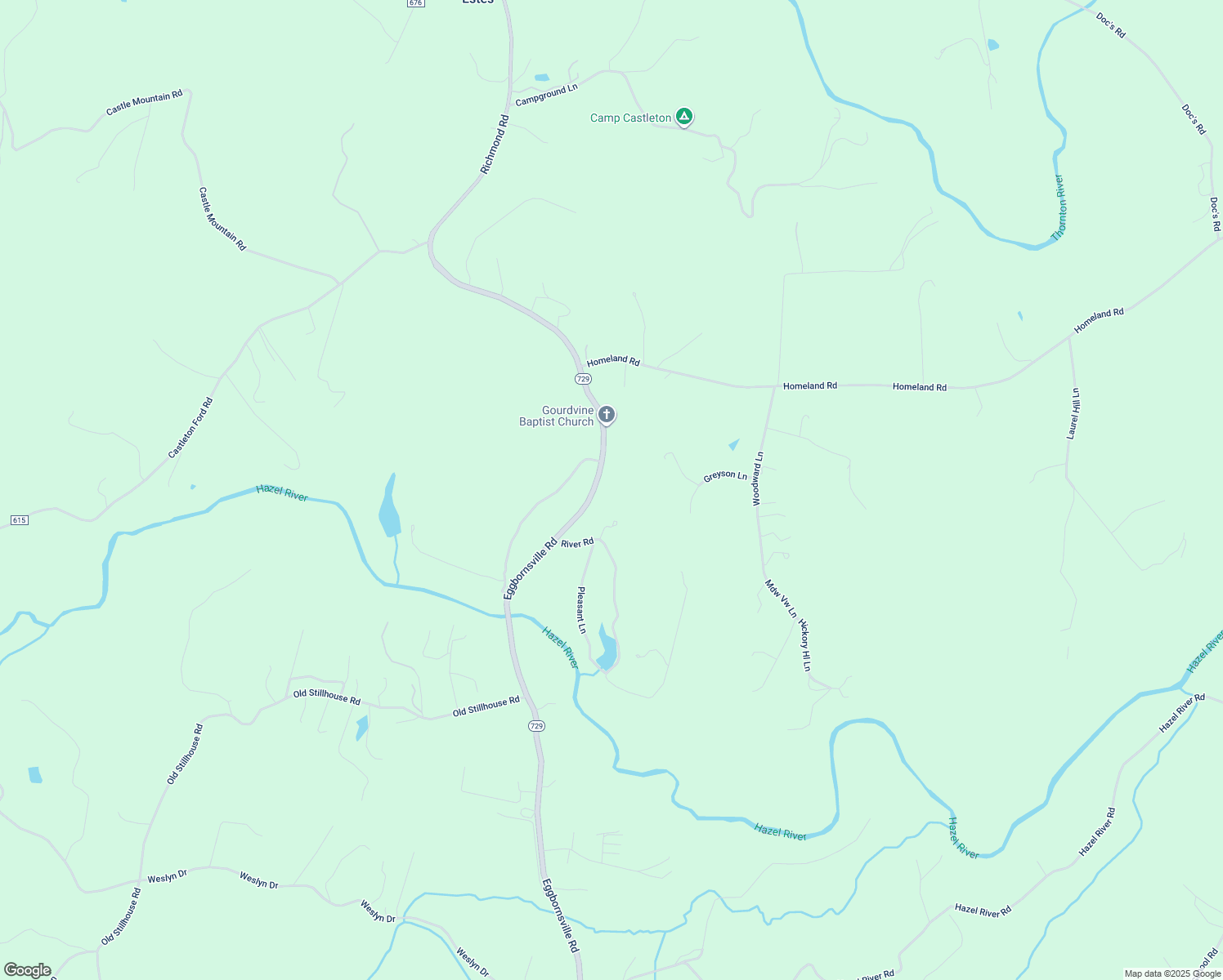 map of restaurants, bars, coffee shops, grocery stores, and more near 7191 Eggbornsville Road in Rixeyville