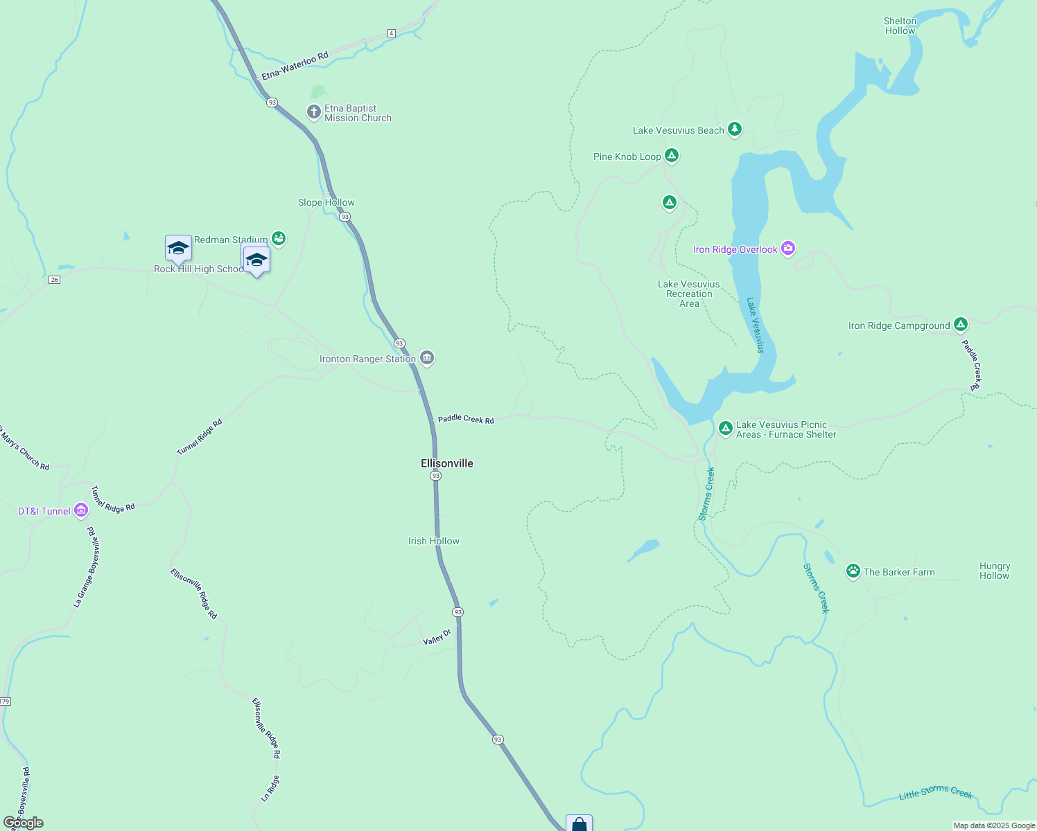 map of restaurants, bars, coffee shops, grocery stores, and more near 297 County Road 29 in Pedro