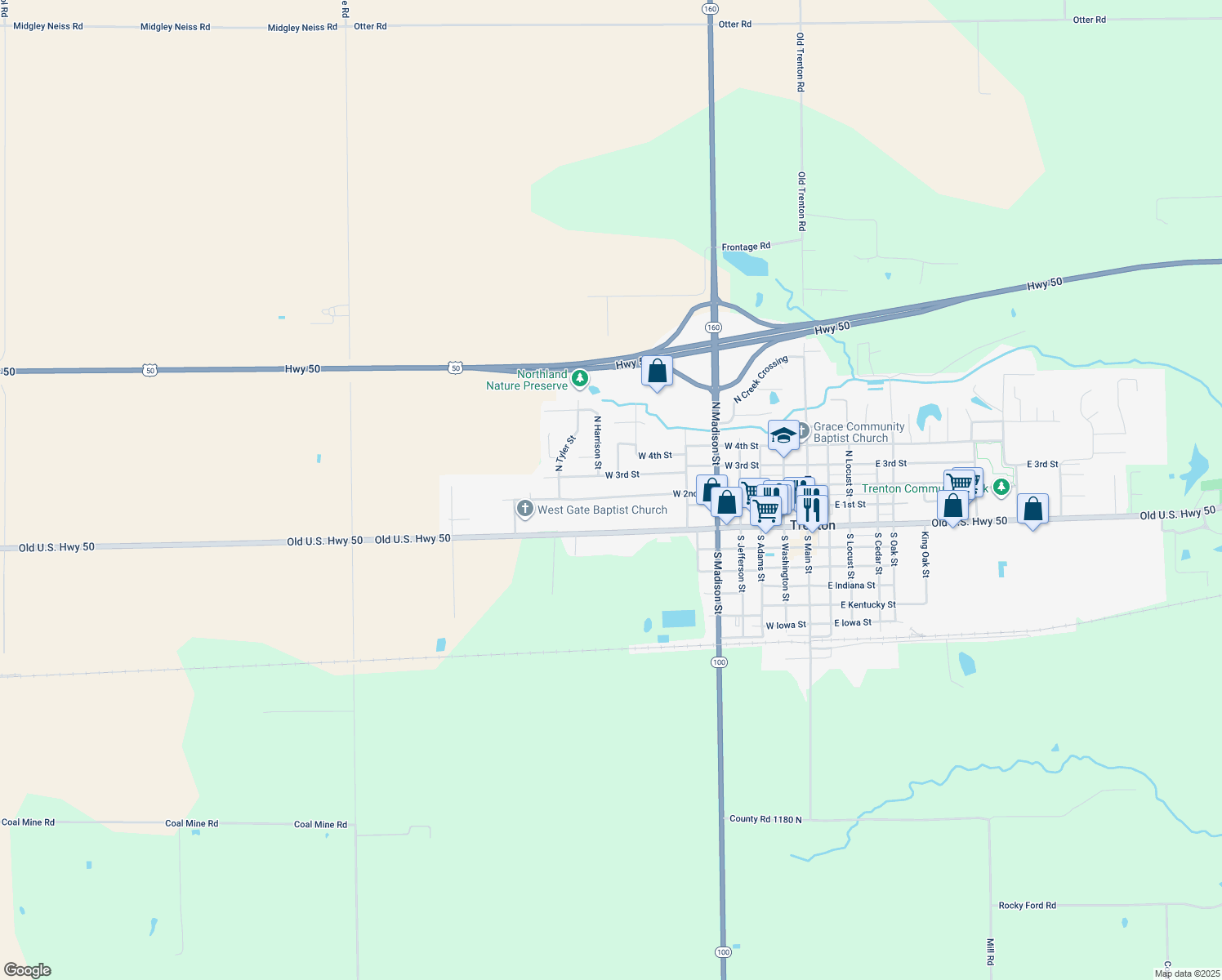 map of restaurants, bars, coffee shops, grocery stores, and more near 599 West 2nd Street in Trenton