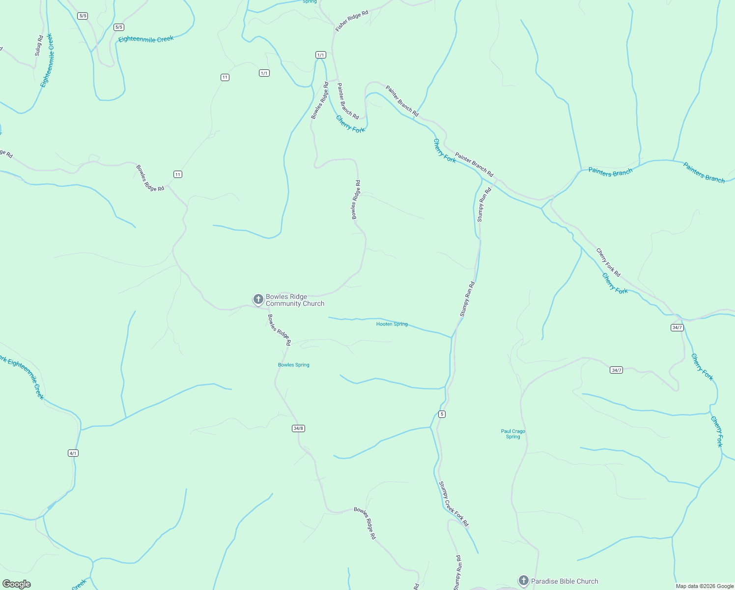 map of restaurants, bars, coffee shops, grocery stores, and more near 2420 Bowles Ridge Road in Leon