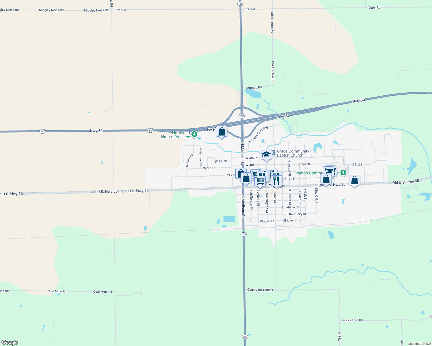 map of restaurants, bars, coffee shops, grocery stores, and more near 533 W 2nd St in Trenton