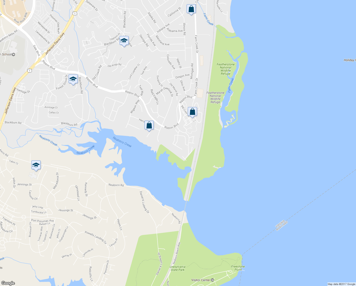 map of restaurants, bars, coffee shops, grocery stores, and more near 1477 Fawn Hollow Lane in Woodbridge