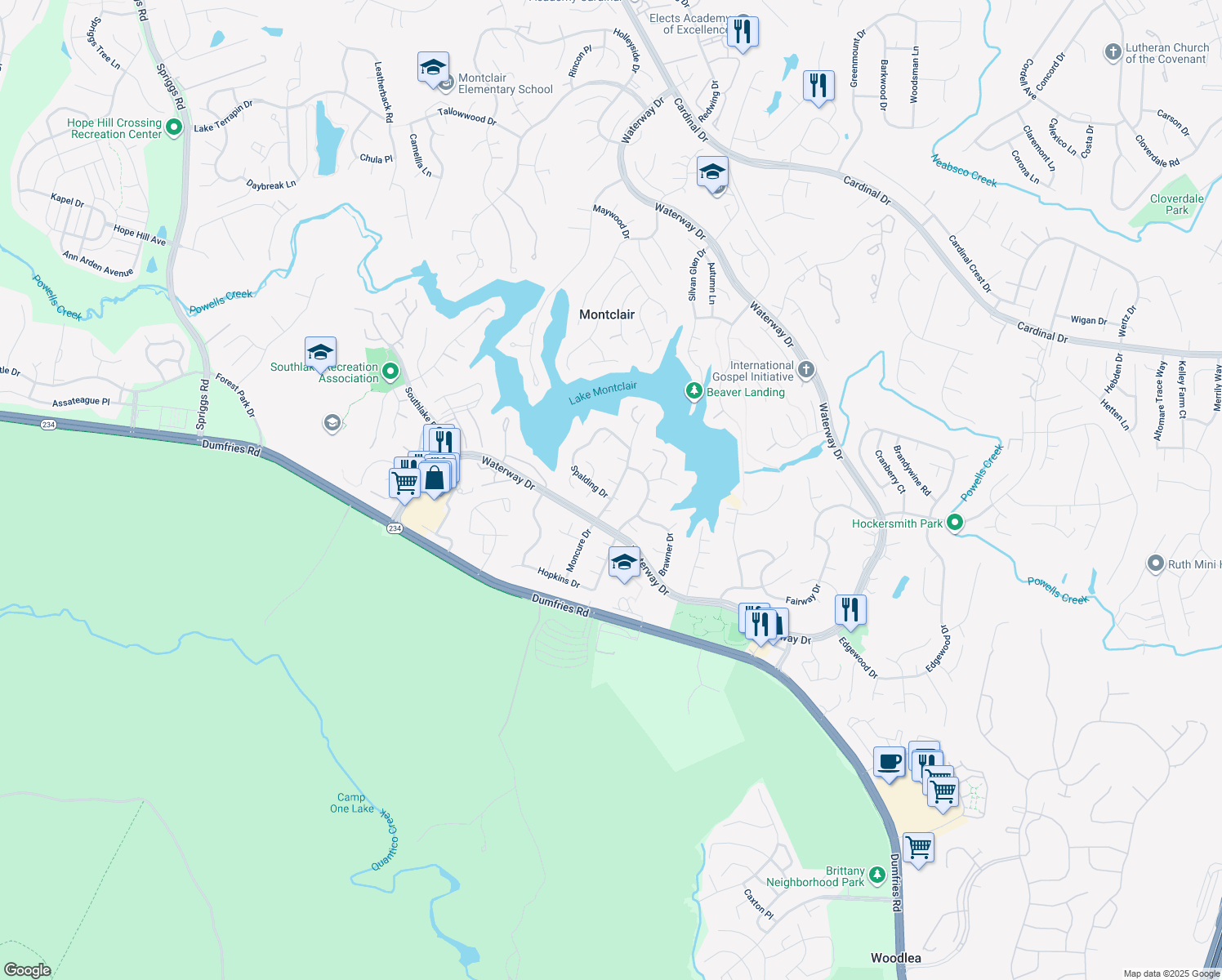 map of restaurants, bars, coffee shops, grocery stores, and more near 4701 Harmony Place in Montclair