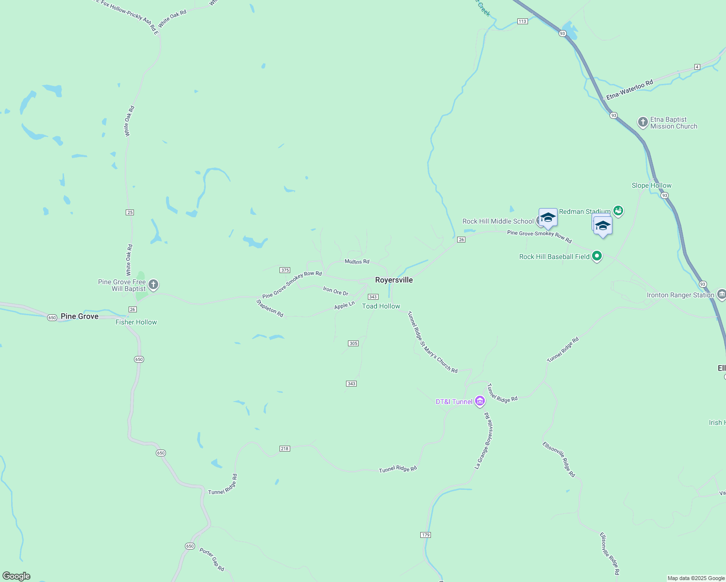 map of restaurants, bars, coffee shops, grocery stores, and more near 374 Township Road 332 in Ironton