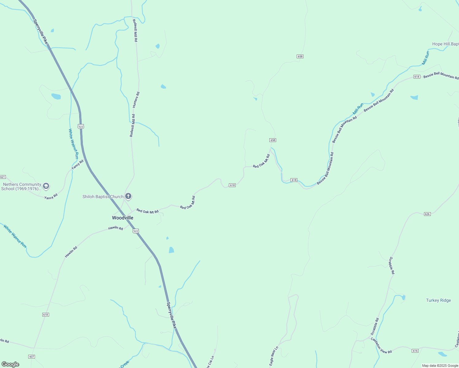 map of restaurants, bars, coffee shops, grocery stores, and more near 147 Red Oak Mountain Road in Woodville