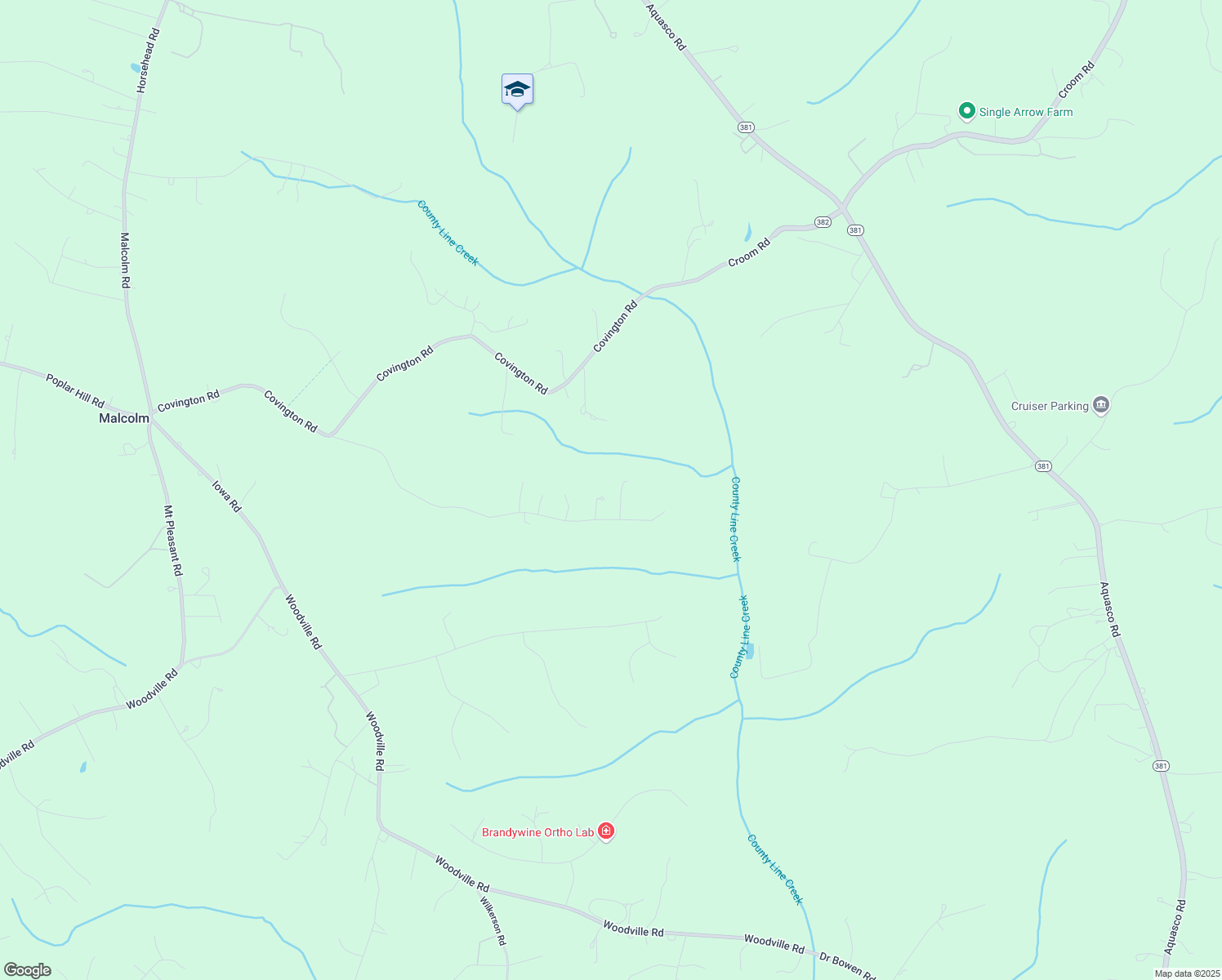 map of restaurants, bars, coffee shops, grocery stores, and more near 3962 Turner Road in Brandywine