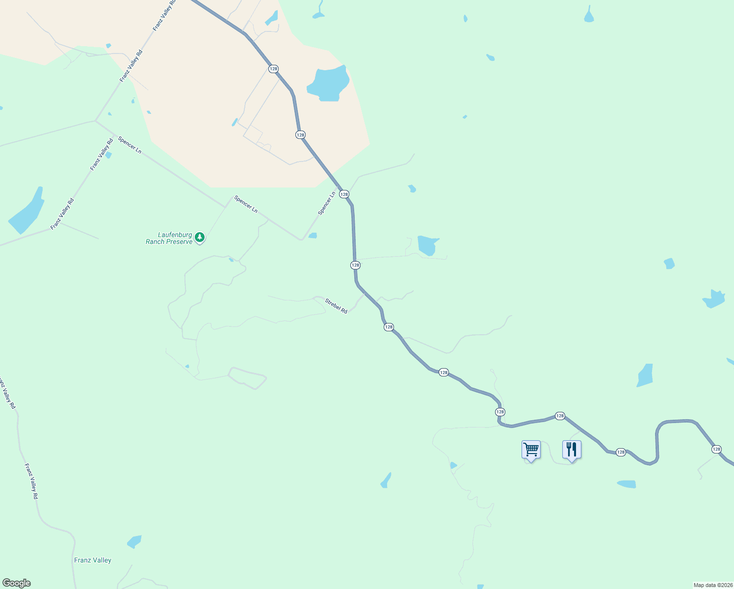 map of restaurants, bars, coffee shops, grocery stores, and more near 18346 Strebel Road in Calistoga