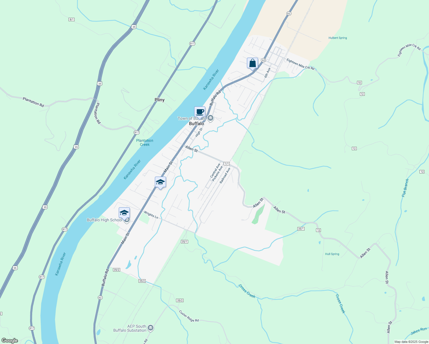 map of restaurants, bars, coffee shops, grocery stores, and more near 447 Central Ave in Buffalo