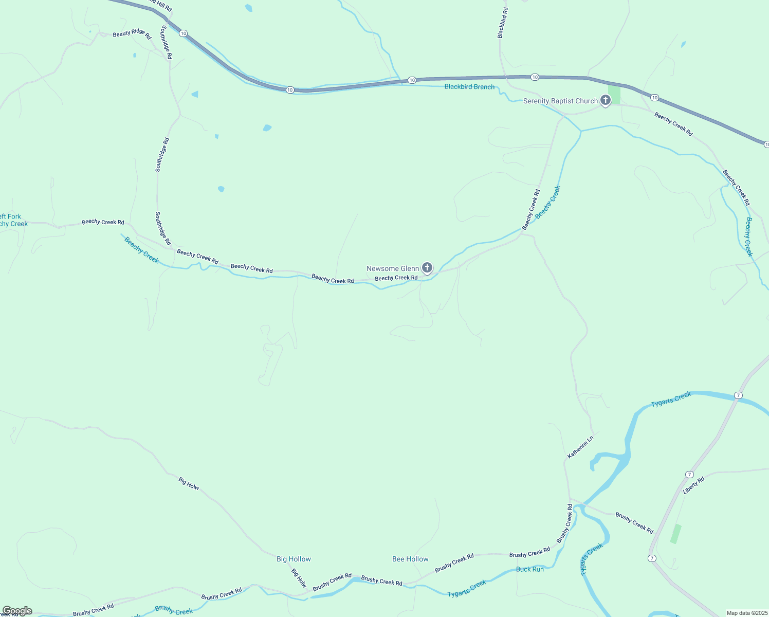 map of restaurants, bars, coffee shops, grocery stores, and more near 2733 Beechy Creek Road in South Shore