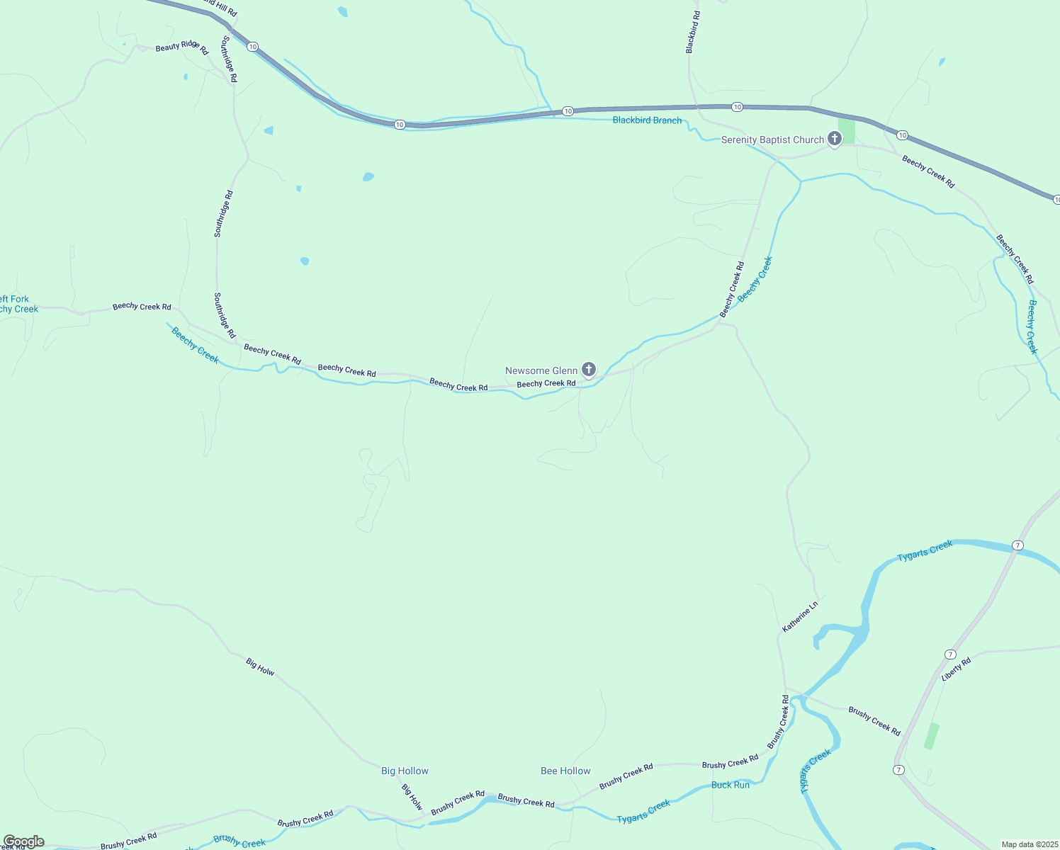 map of restaurants, bars, coffee shops, grocery stores, and more near 2733 Beechy Creek Road in South Shore