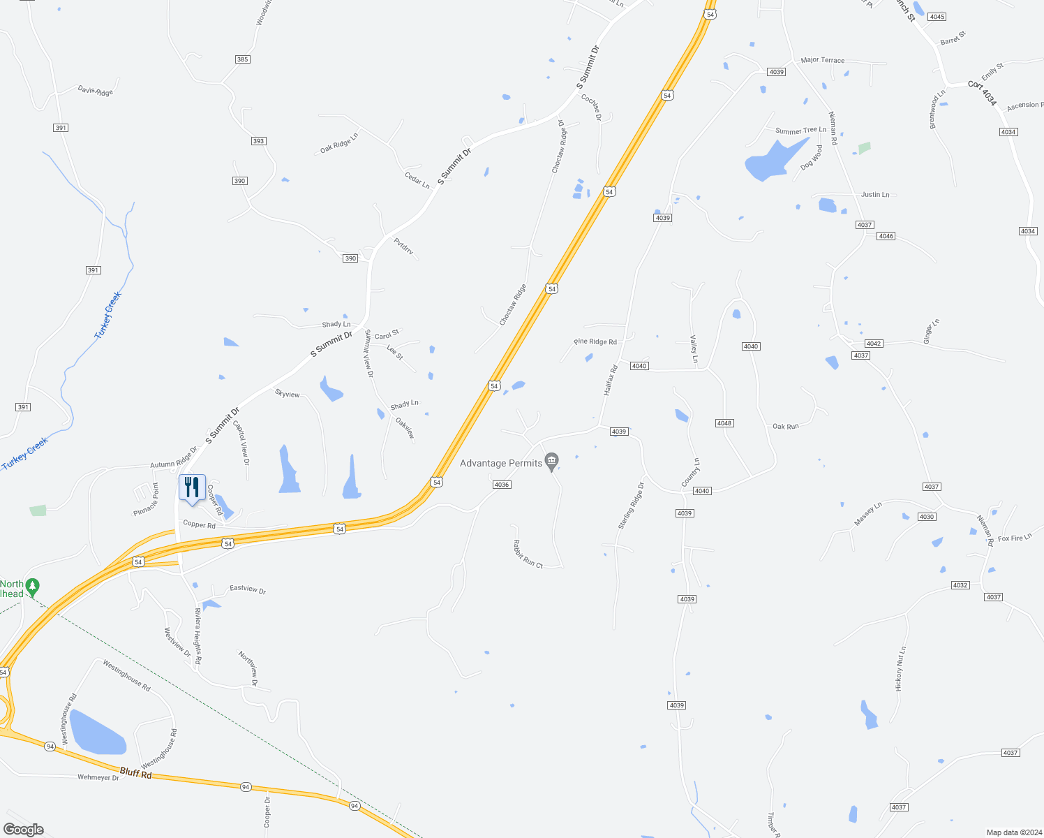 map of restaurants, bars, coffee shops, grocery stores, and more near Highland Drive in Holts Summit