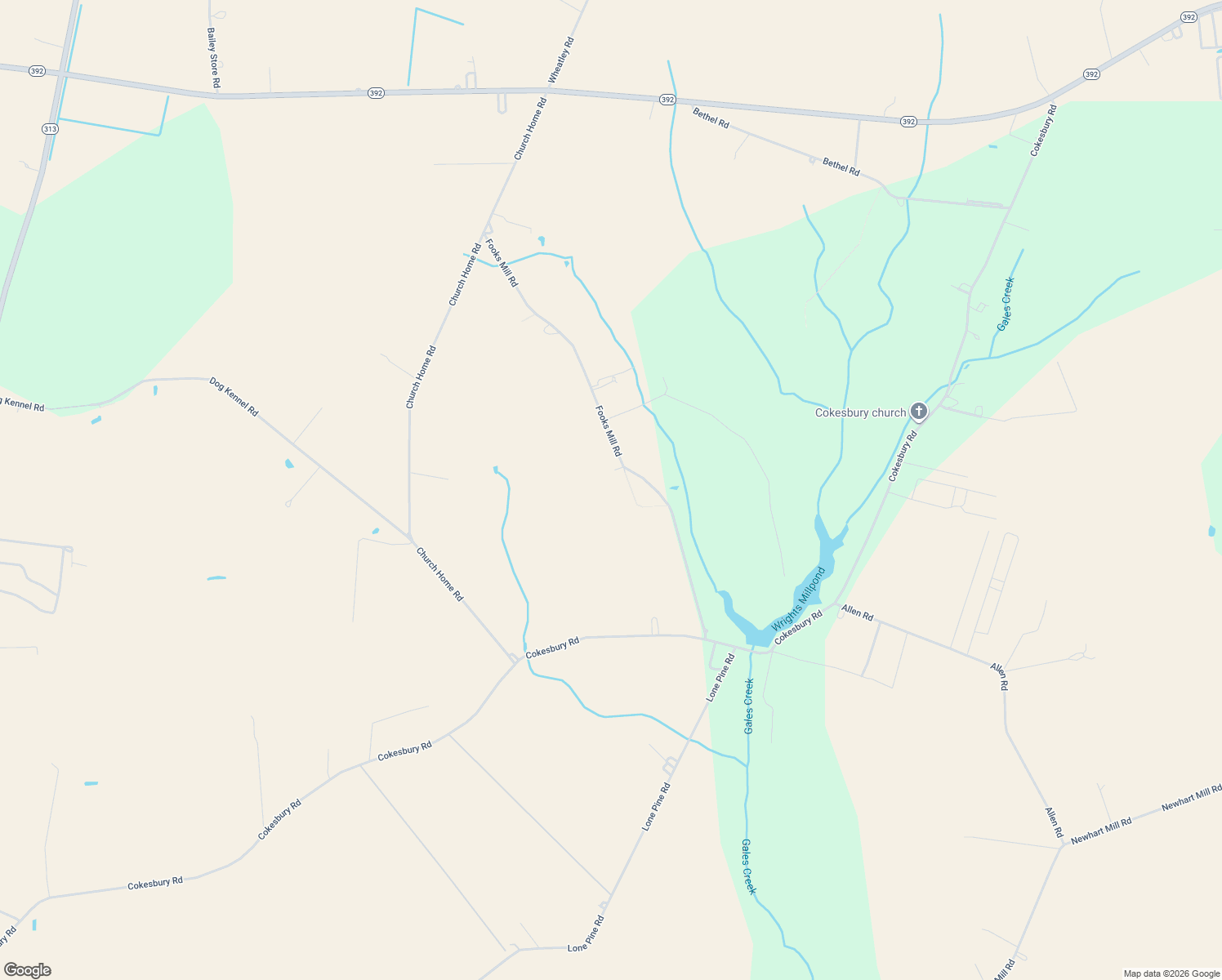 map of restaurants, bars, coffee shops, grocery stores, and more near 6112 Fooks Mill Road in Rhodesdale