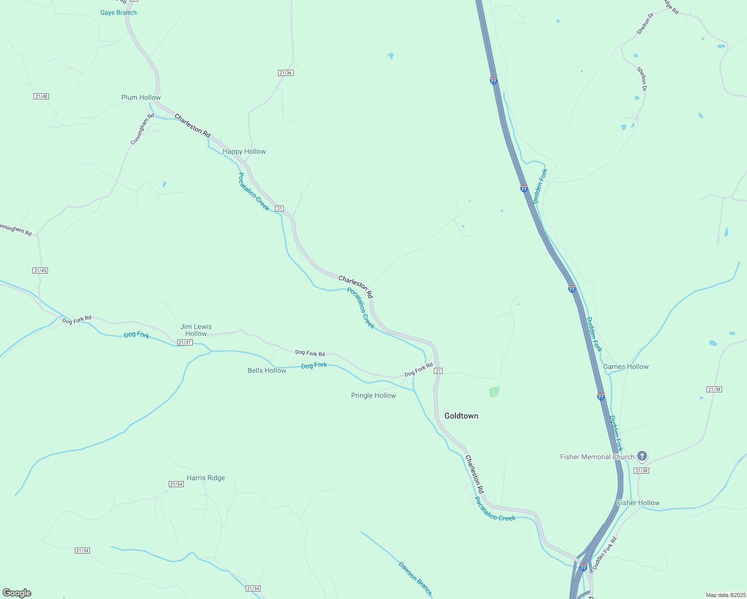 map of restaurants, bars, coffee shops, grocery stores, and more near 1507 Charleston Road in Ripley