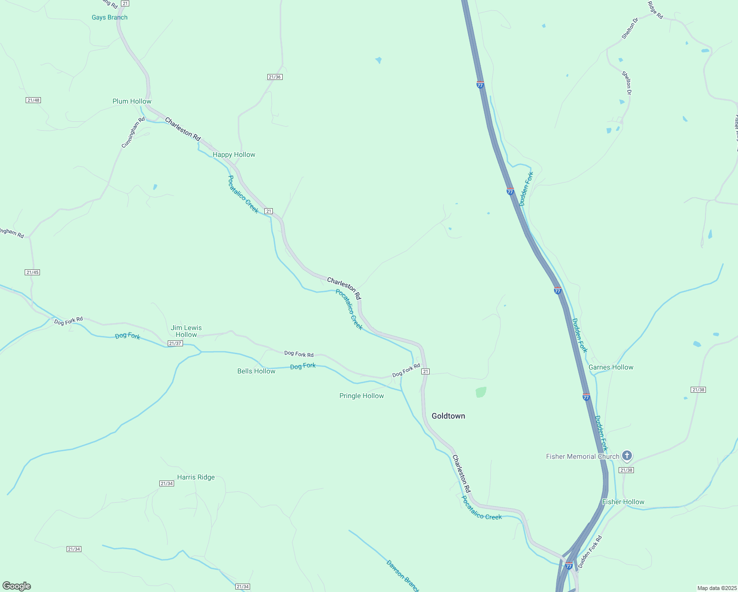 map of restaurants, bars, coffee shops, grocery stores, and more near 1507 Charleston Road in Ripley