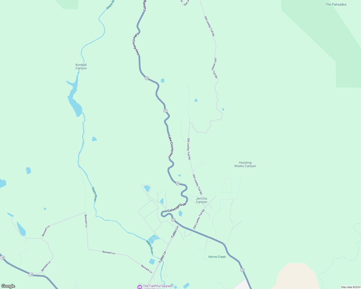 map of restaurants, bars, coffee shops, grocery stores, and more near 3230 Old Lawley Toll Road in Calistoga