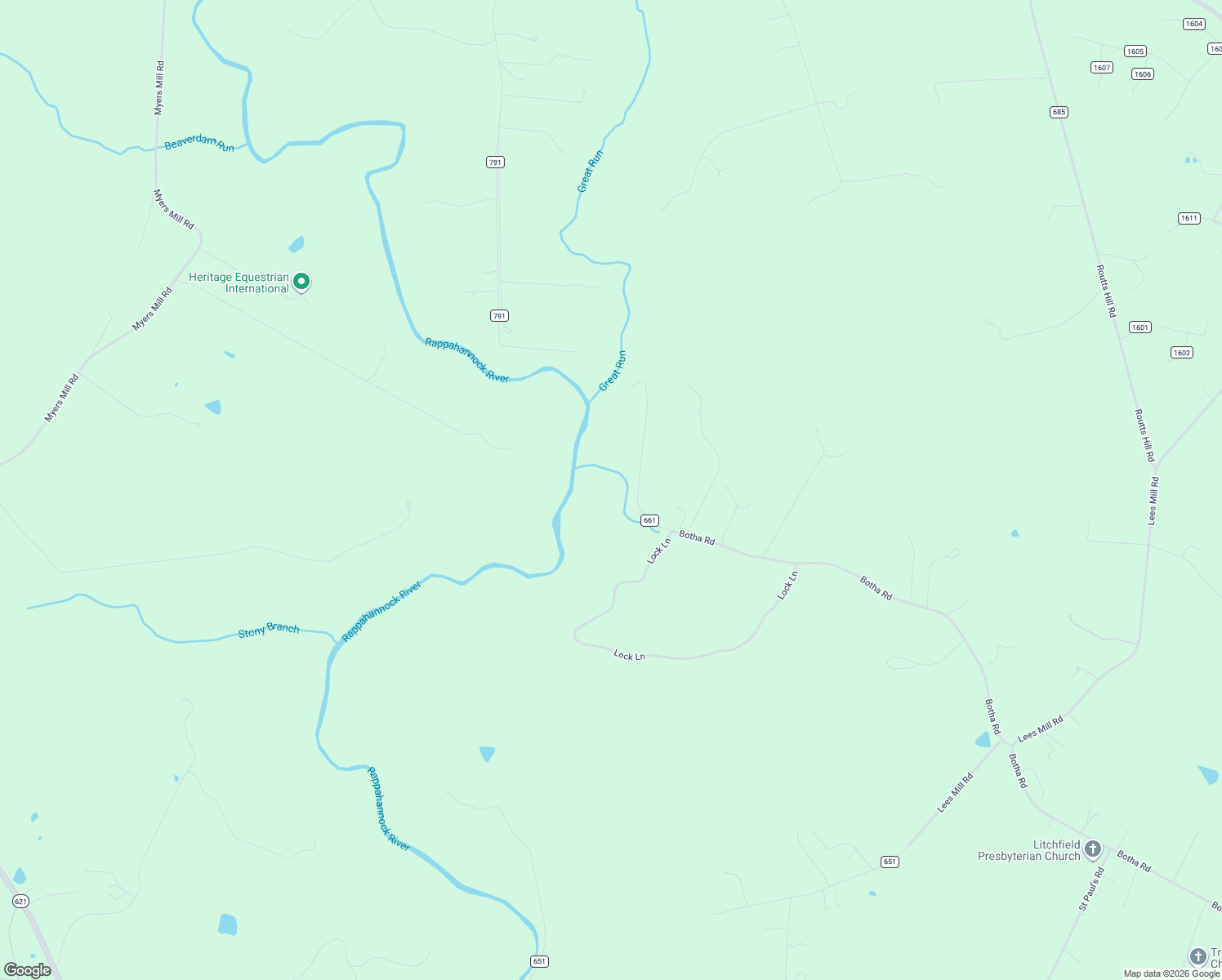map of restaurants, bars, coffee shops, grocery stores, and more near 8487 Botha Road in Warrenton