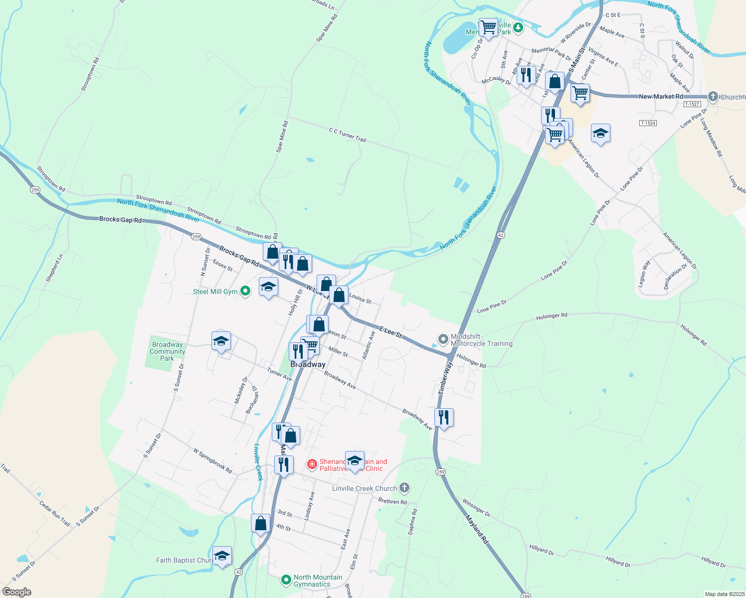 map of restaurants, bars, coffee shops, grocery stores, and more near 370 Louisa Street in Broadway