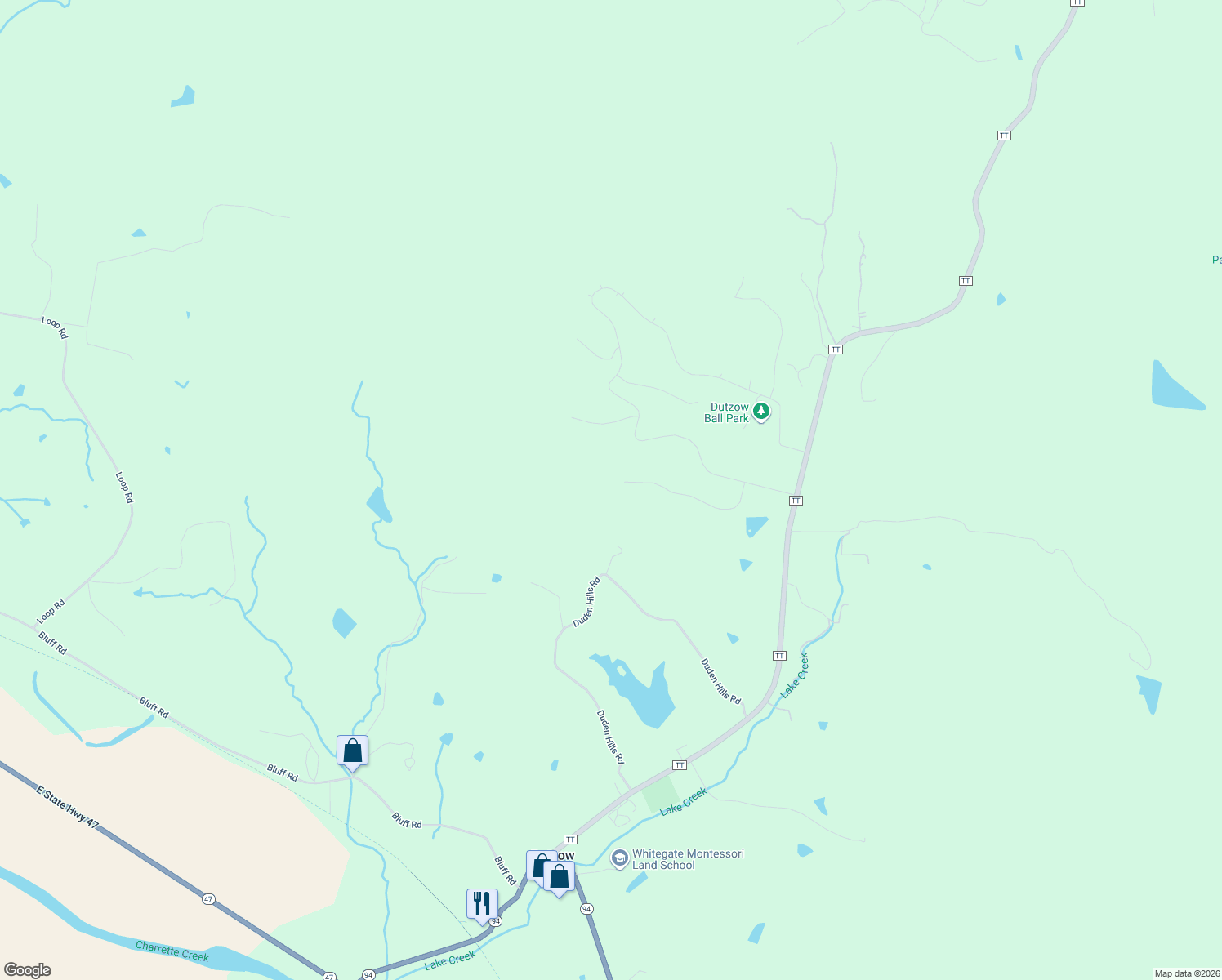 map of restaurants, bars, coffee shops, grocery stores, and more near 11447 Boone Trail in Marthasville