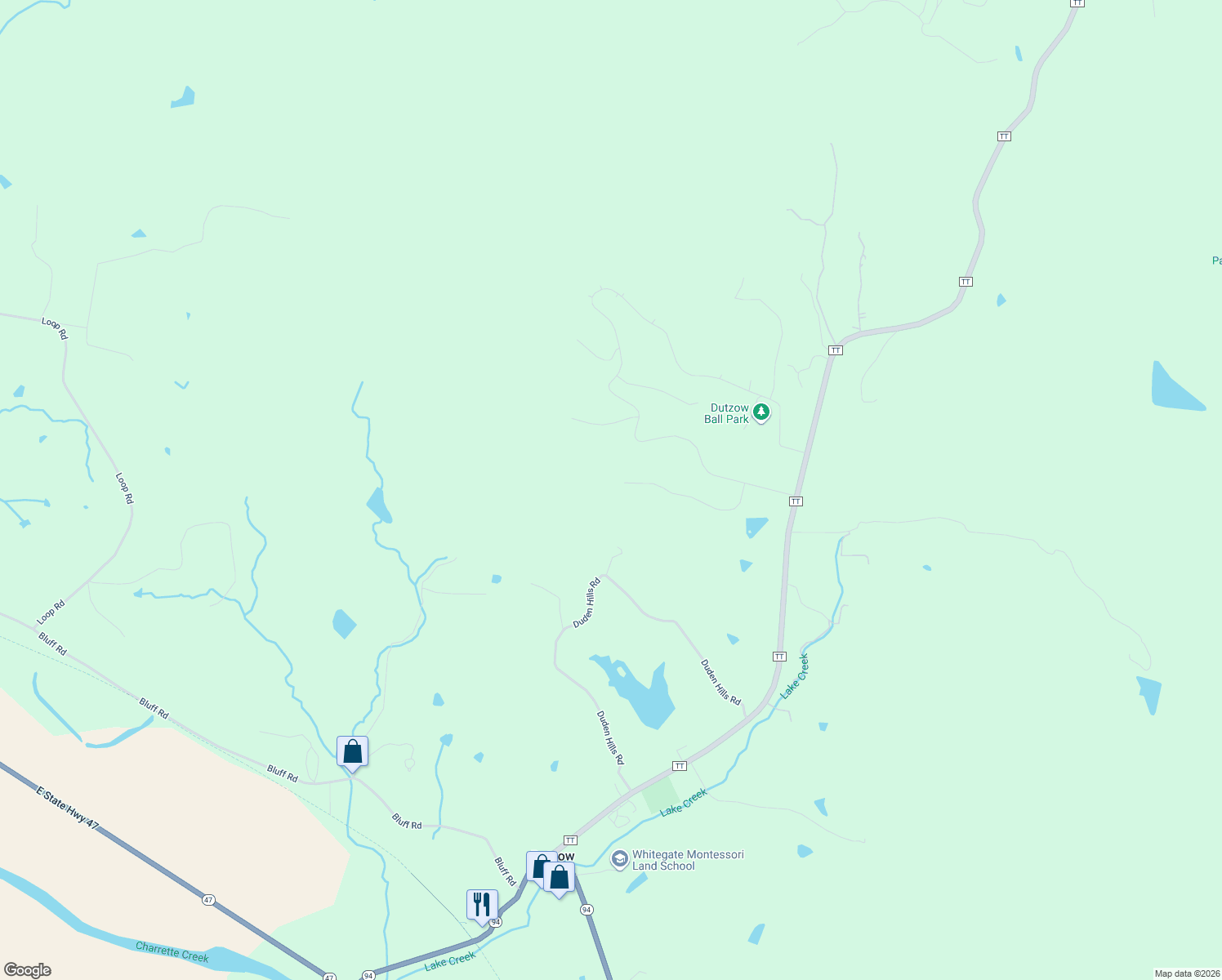 map of restaurants, bars, coffee shops, grocery stores, and more near 11447 Boone Trail in Marthasville