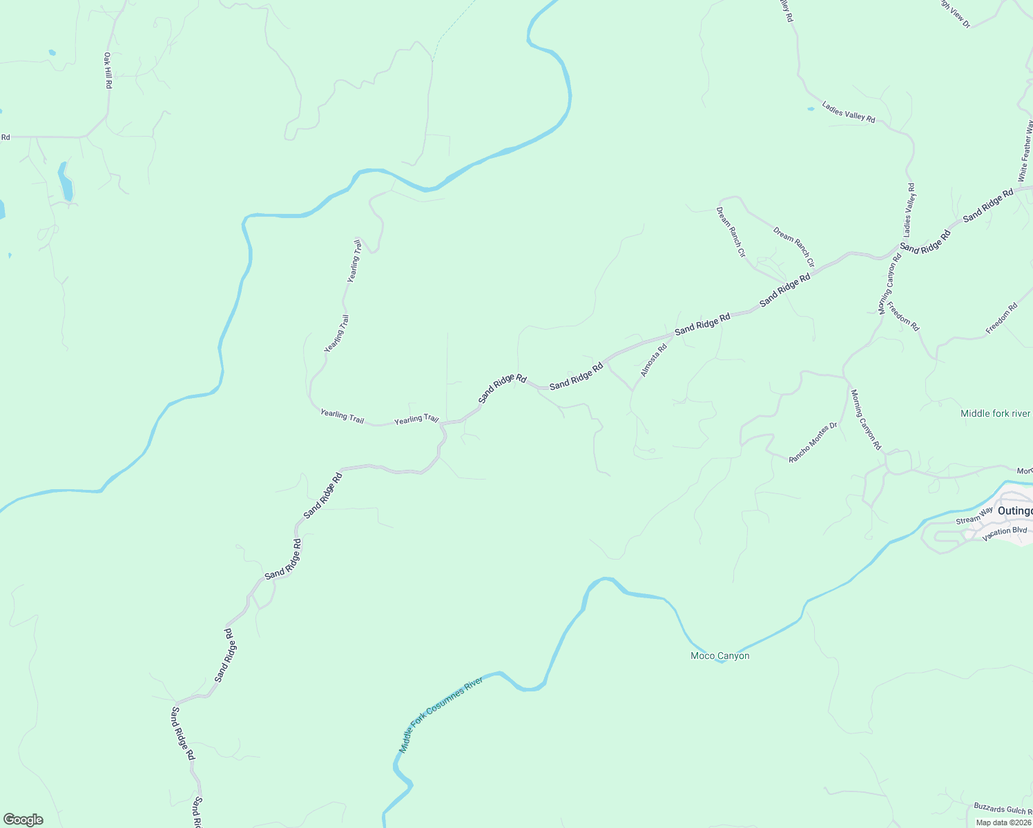 map of restaurants, bars, coffee shops, grocery stores, and more near 3060 Sand Ridge Road in Placerville