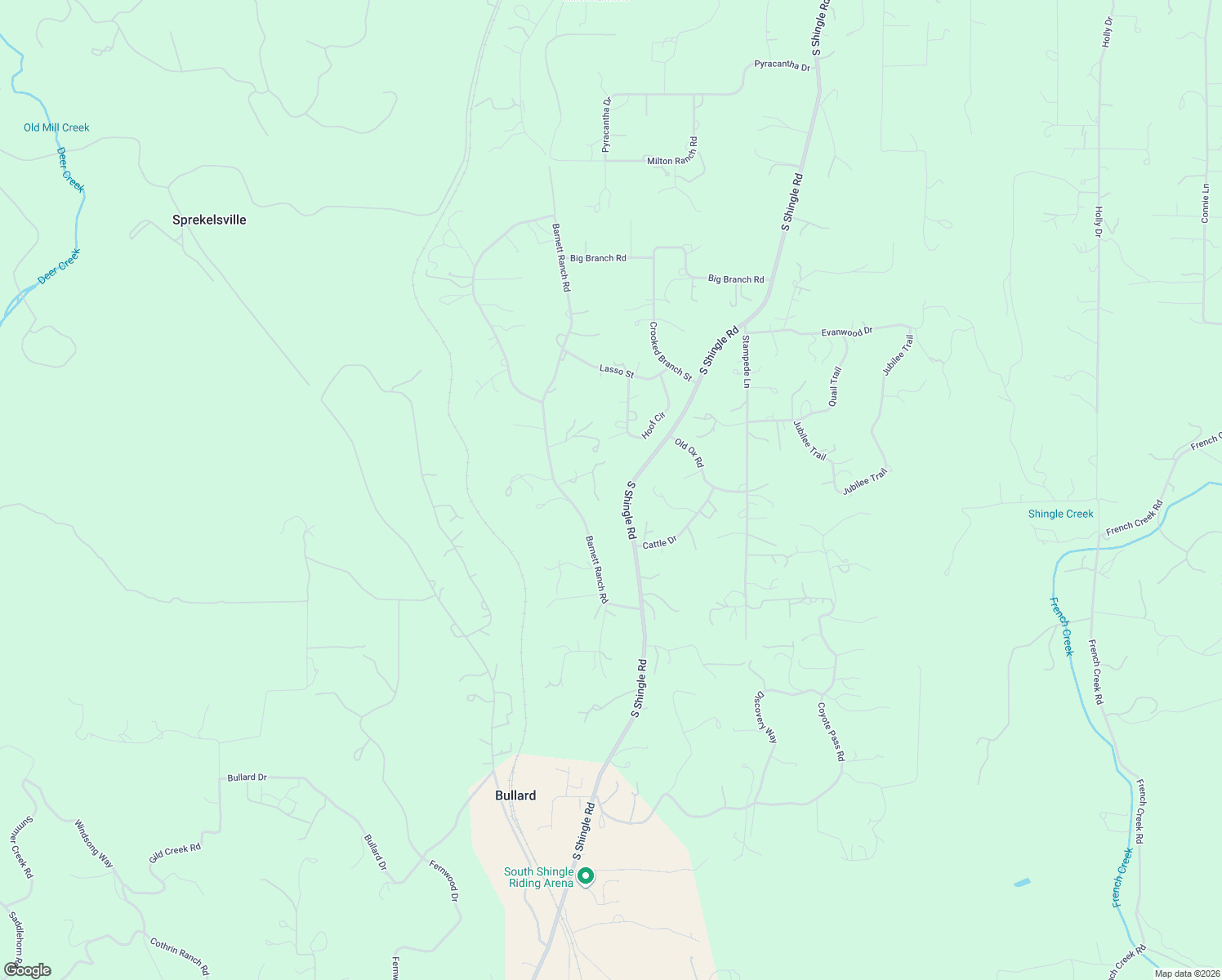 map of restaurants, bars, coffee shops, grocery stores, and more near 2532 Barnett Ranch Court in Shingle Springs