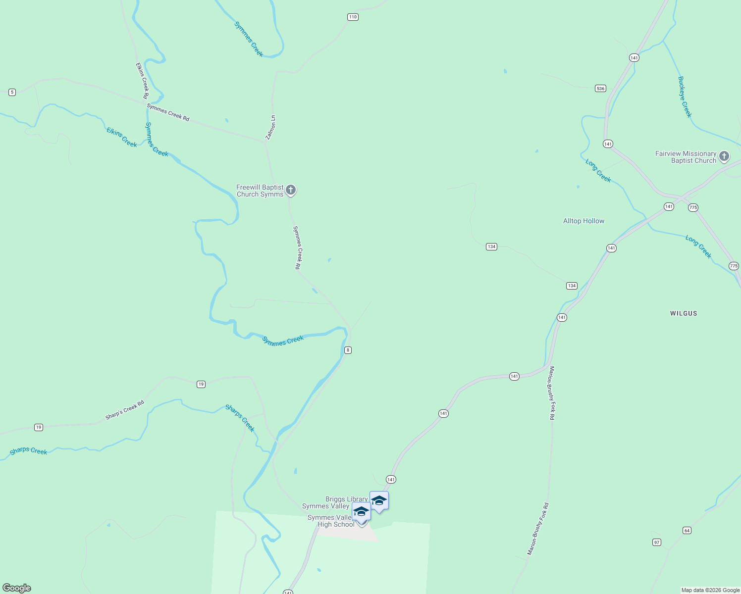 map of restaurants, bars, coffee shops, grocery stores, and more near 1102 County Road 8 in Kitts Hill