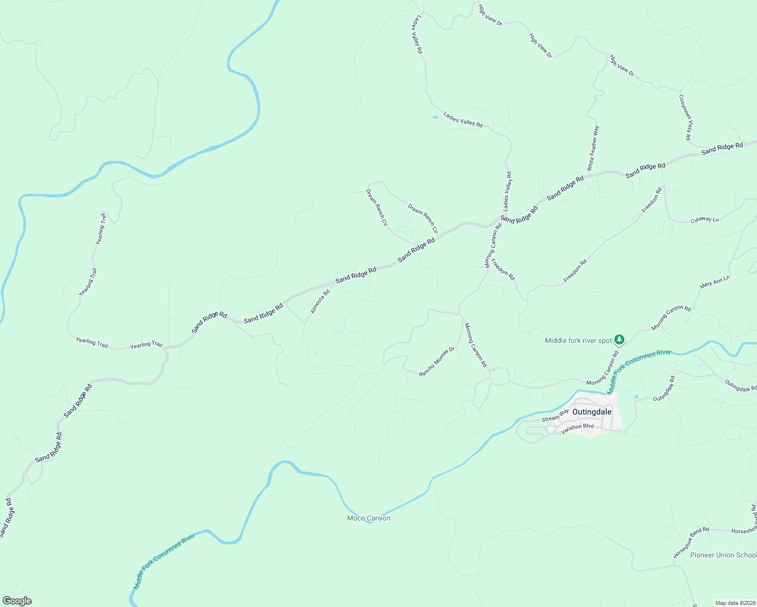 map of restaurants, bars, coffee shops, grocery stores, and more near 3500 Tree Frog Lane in Placerville