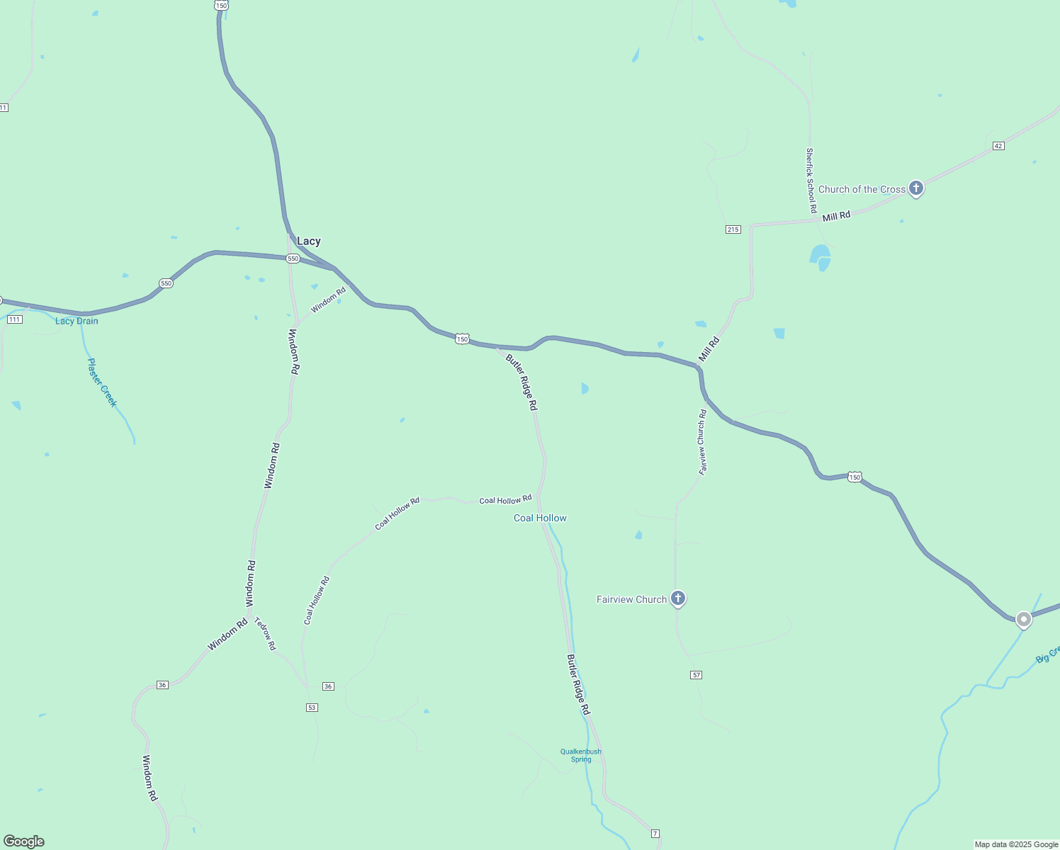 map of restaurants, bars, coffee shops, grocery stores, and more near 8821-8950 Butler Ridge Road in Shoals