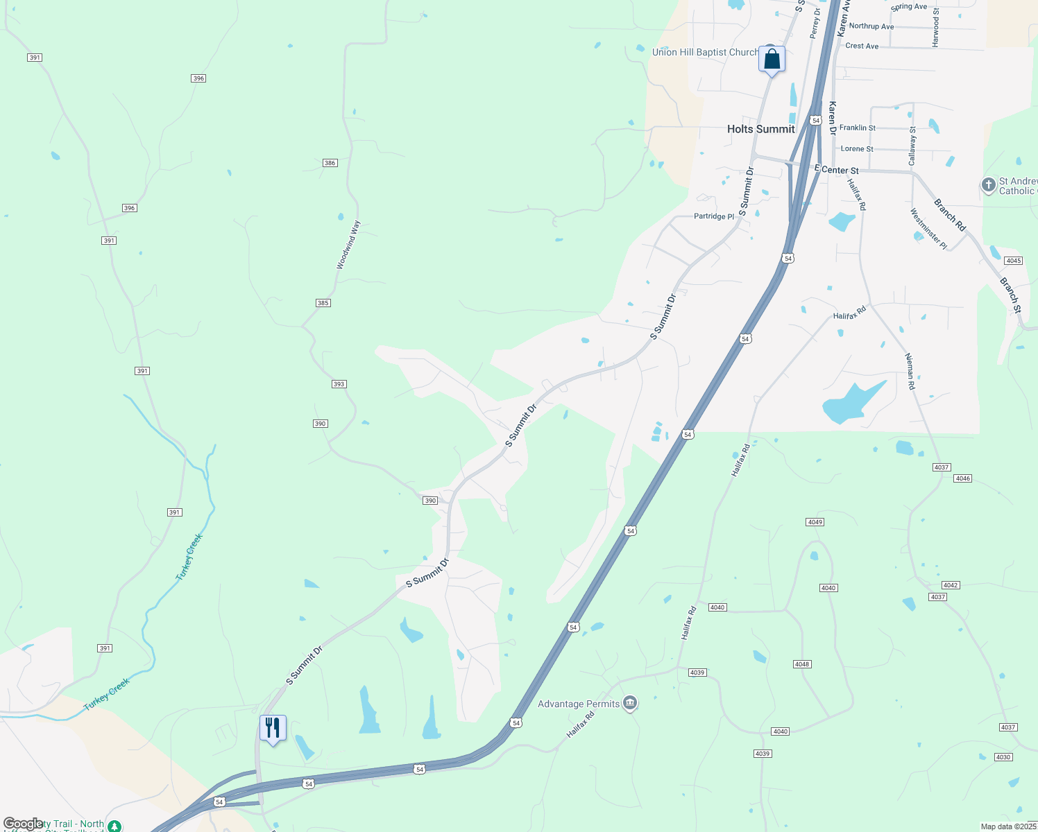 map of restaurants, bars, coffee shops, grocery stores, and more near 1142 South Summit Drive in Holts Summit