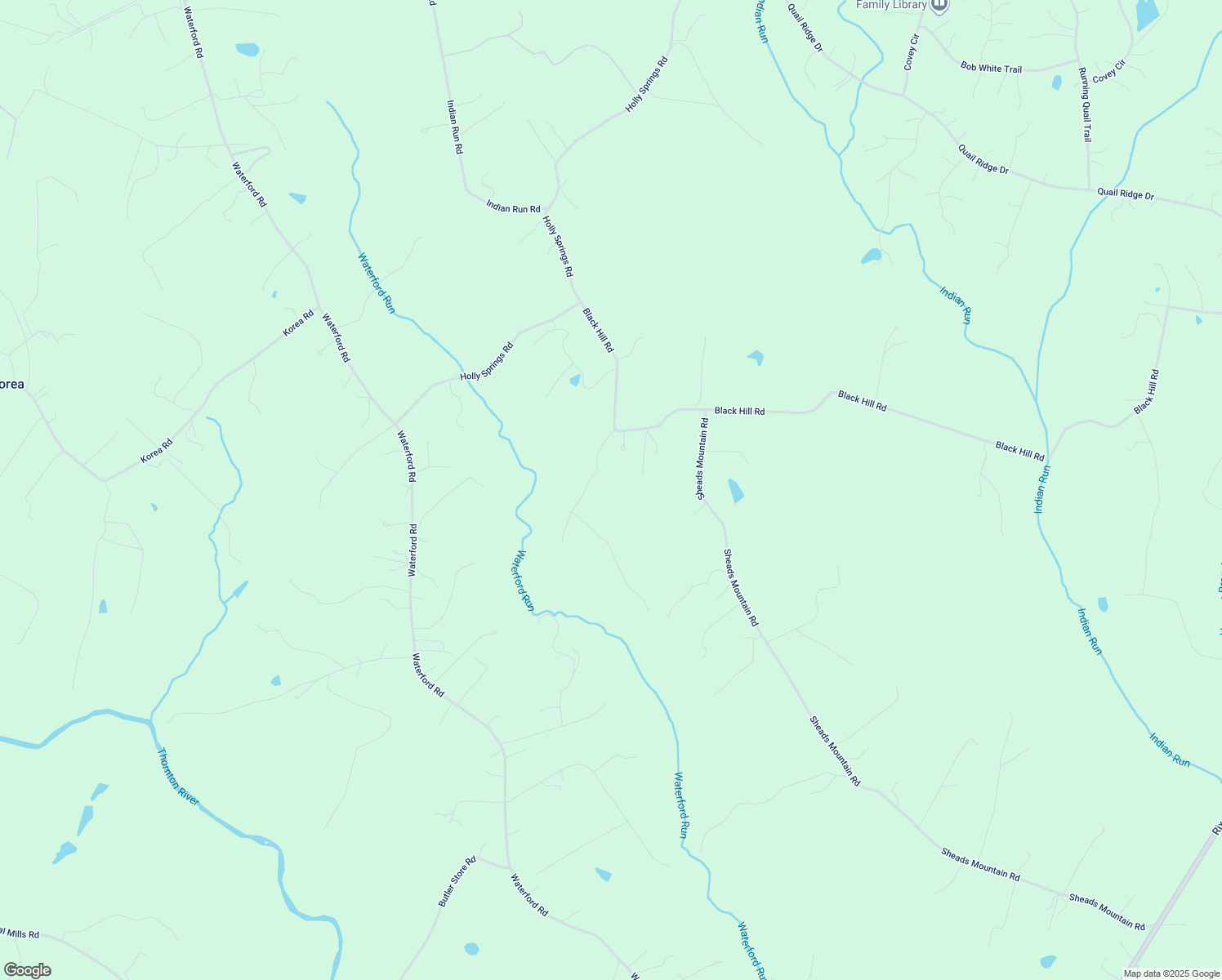map of restaurants, bars, coffee shops, grocery stores, and more near 14518 Black Hill Road in Rixeyville
