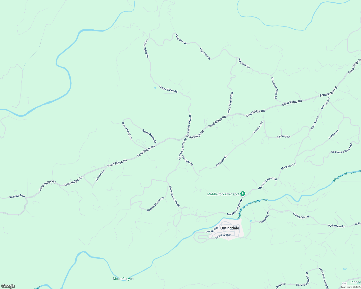 map of restaurants, bars, coffee shops, grocery stores, and more near 3620 Sand Ridge Road in Placerville