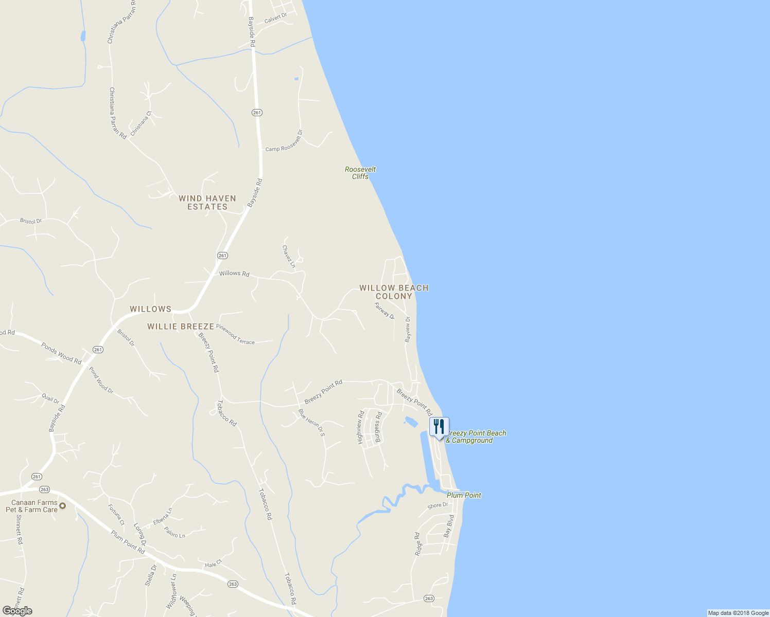 map of restaurants, bars, coffee shops, grocery stores, and more near 3809 Fairway Drive in Chesapeake Beach