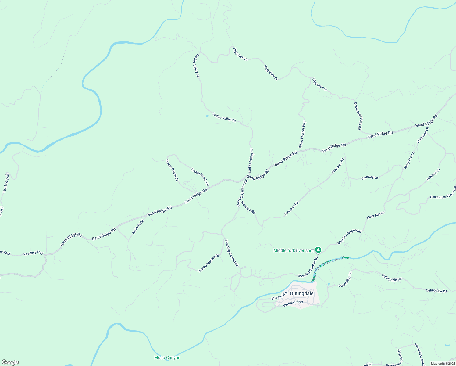 map of restaurants, bars, coffee shops, grocery stores, and more near 3620 Sand Ridge Road in Placerville