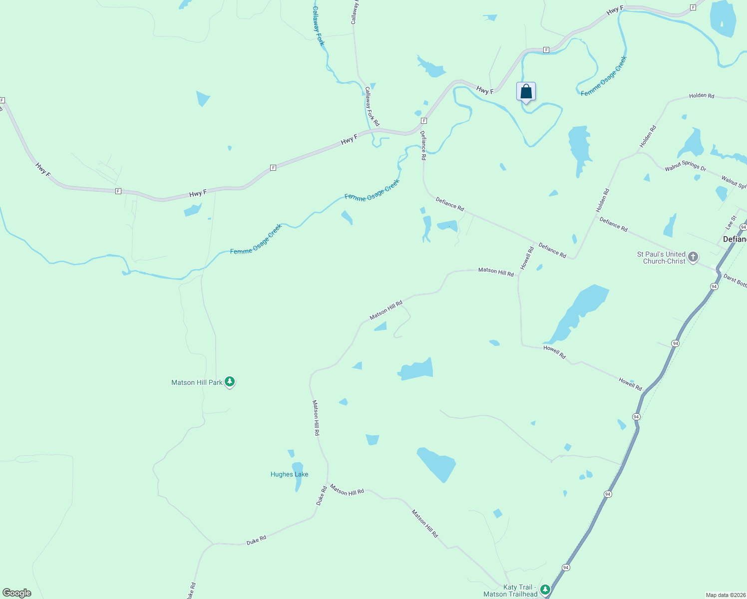 map of restaurants, bars, coffee shops, grocery stores, and more near 800 Matson Hill Road in St. Charles County