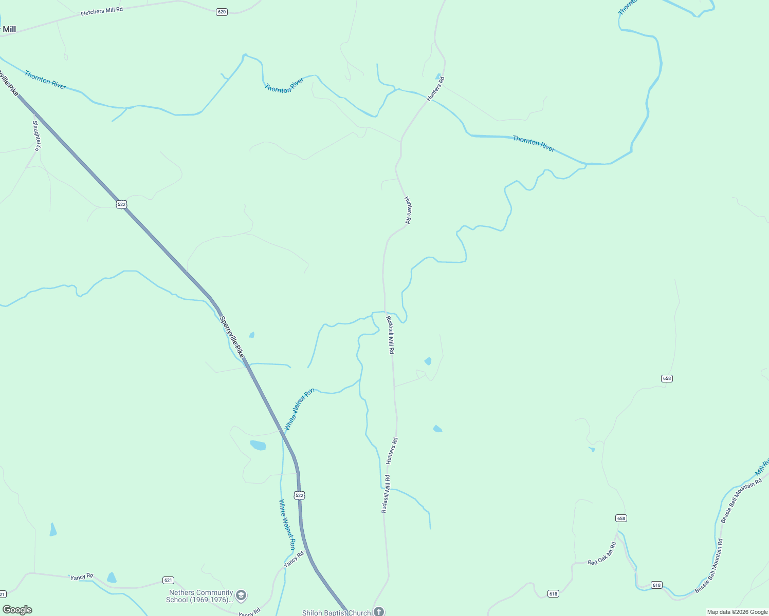 map of restaurants, bars, coffee shops, grocery stores, and more near 439 Rudasill Mill Road in Woodville