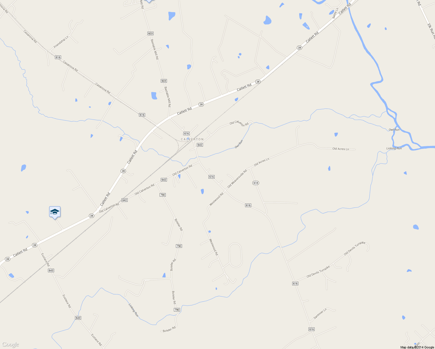 map of restaurants, bars, coffee shops, grocery stores, and more near 9737 Bristersburg Rd in Catlett